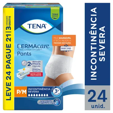 Roupa Íntima Tena Dermacare Pants Tamanho P/M Leve 24 e Pague 21 Unidades Descartáveis