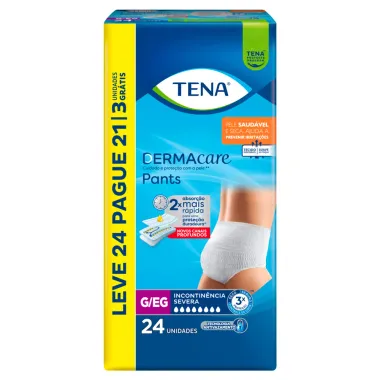 Roupa Íntima Tena Dermacare Pants Tamanho G/EG Leve 24 e Pague 21 Unidades Descartáveis