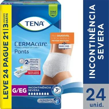 Roupa Íntima Tena Pants DermaCare G/EG Leve 24 Pague 21 Unidades