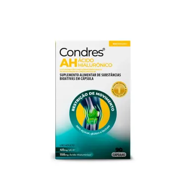 Condres AH Col&aacute;geno Tipo II 40mg e &Aacute;cido Hialur&ocirc;nico com 90 C&aacute;psulas