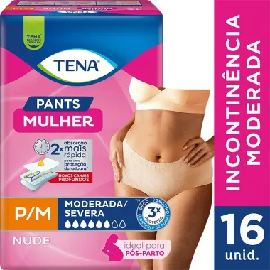Roupa Íntima Tena Pants Mulher Tamanho P/M Nude 16 Unidades Descartáveis