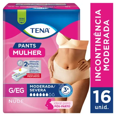 Roupa Íntima Tena Pants Mulher Tamanho G/EG Nude 16 Unidades Descartáveis