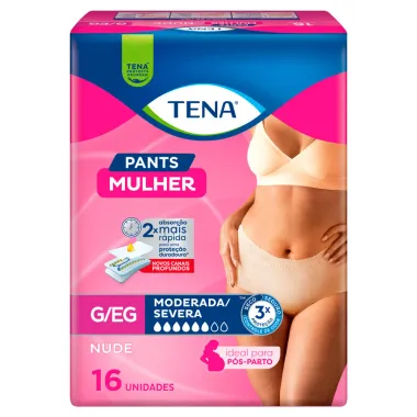 Roupa Íntima Tena Pants Mulher Tamanho G/EG Nude 16 Unidades Descartáveis