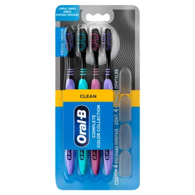 Escovas Dental Oral B Clean Complete Color Collection Média 4 Unidades