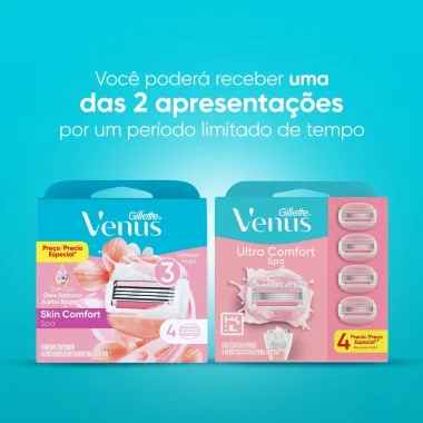 Carga Venus Gillette Skin Comfort Spa Aparelho de Depila&ccedil;&atilde;o com 4 Unidades