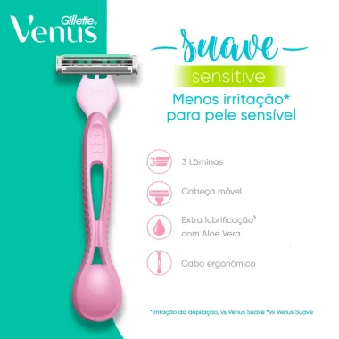 Aparelhos para Depilar Gillette Venus Suave Sensitive 4 Unidades e Aparelho Venus &Iacute;ntima 2 Unidades Descart&aacute;veis
