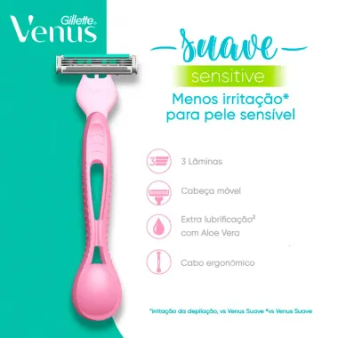 Aparelhos para Depilar Gillette Venus Suave Sensitive 4 Unidades e Aparelho Venus &Iacute;ntima 2 Unidades Descart&aacute;veis