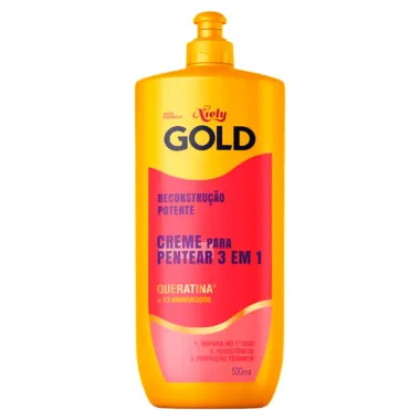 Creme de Pentear Niely Gold 3 em 1 Reconstru&ccedil;&atilde;o Potente 500ml