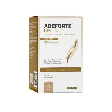 Adeforte Bella Suplemento Alimentar Cabelo Pele e Unha com 30 Comprimidos Revestidos