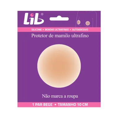 Protetor de Mamilo Lib Ultrafino Silicone Autoadesivo Tamanho 10cm Cor Bege 1 Par