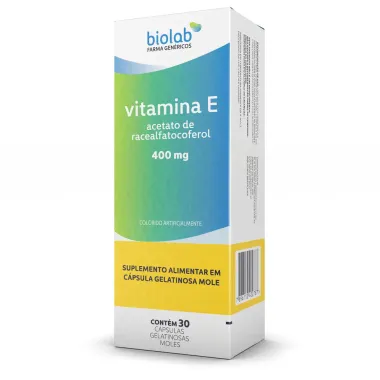 Vitamina E 400mg Biolab com 30 Cápsulas Gelatinosas Moles