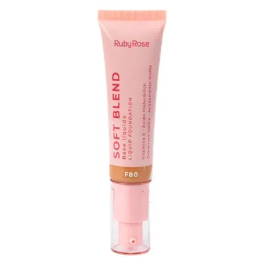 Base Líquida Ruby Rose Soft Blend Cor F80 Cobertura Média 30g