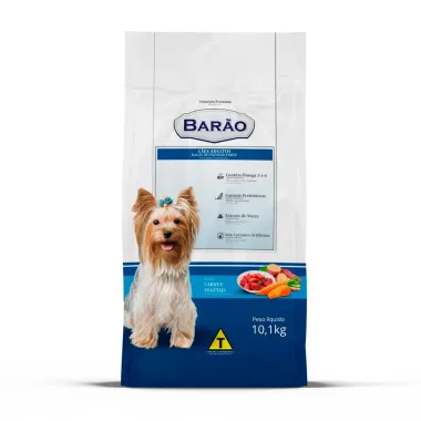 Ra&ccedil;&atilde;o para C&atilde;es Bar&atilde;o Adultos Ra&ccedil;as de Pequeno Porte Sabor Carne e Vegetais 10,1Kg
