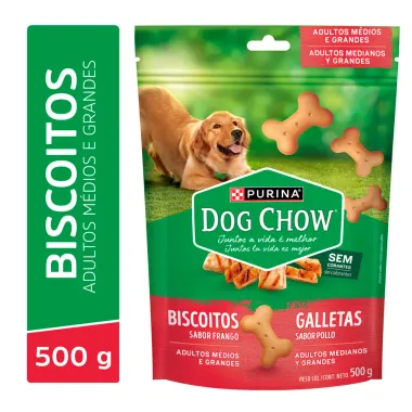 Biscoito para Cães Dog Chow Purina Adultos Raças Médias e Grandes Sabor Frango Sachê 500g