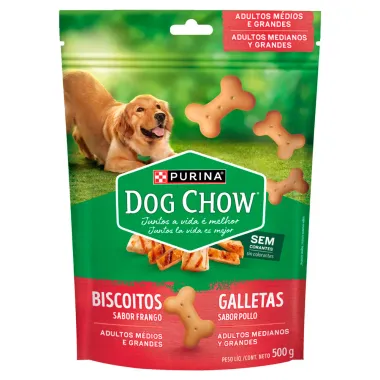 Biscoito para Cães Dog Chow Purina Adultos Raças Médias e Grandes Sabor Frango Sachê 500g