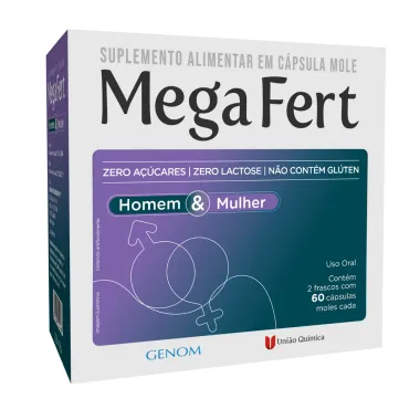 Mega Fert Homem e Mulher Suplemento Alimentar 2 Frascos com 60 Cápsulas Moles cada