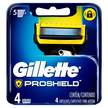 Carga para Aparelho de Barbear Gillette Proshield com 4 Cartuchos