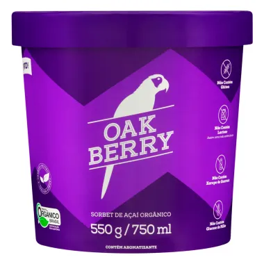 Sorvete de Açaí Oakberry Orgânico Pote 750ml