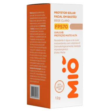 Protetor Solar Facial Mi&oacute; Stick FPS 70 Cor Bege Claro 12g