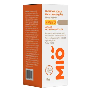 Protetor Solar Facial Mi&oacute; Stick FPS 70 Cor Bege M&eacute;dio 12g