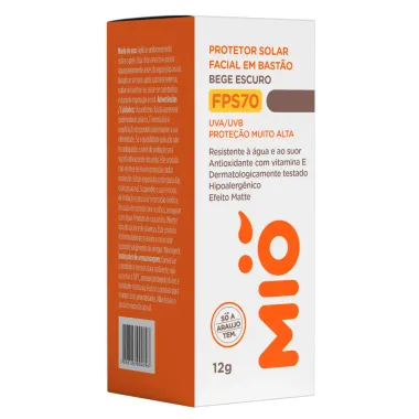 Protetor Solar Facial Mi&oacute; Stick FPS 70 Cor Bege Escuro 12g