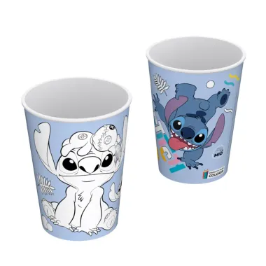 Copo de Colorir Mió Stitch e Angel Desenhos e Cores Sortidas 320ml