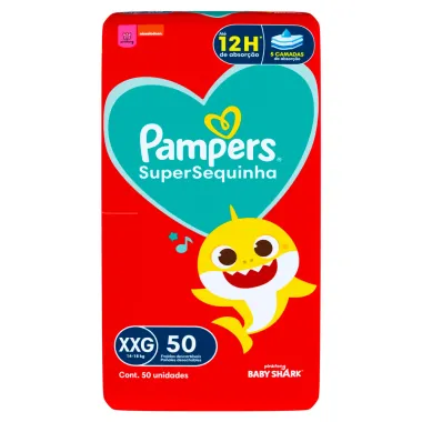 Fralda Pampers Supersequinha Tamanho XXG 50 Unidades Descartáveis