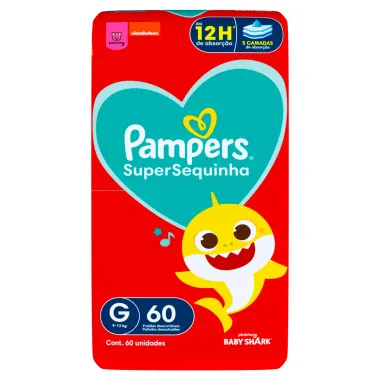 Fralda Pampers Supersequinha Tamanho G 60 Unidades Descartáveis