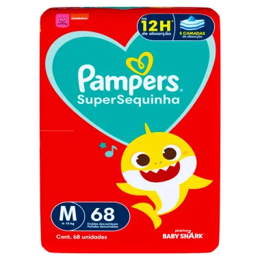 Fralda Pampers Supersequinha Tamanho M 68 Unidades Descartáveis
