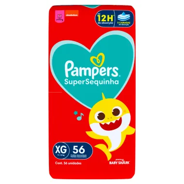 Fralda Pampers Supersequinha Tamanho XG 56 Unidades Descartáveis