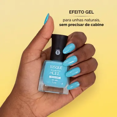 Esmalte Azul Risqu&eacute; Diamond Gel Azul Capri Glitter 9,5ml