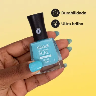Esmalte Azul Risqu&eacute; Diamond Gel Azul Capri Glitter 9,5ml