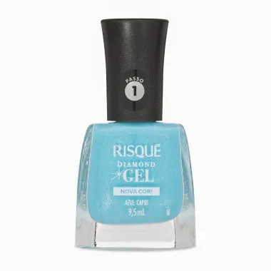 Esmalte Azul Risqu&eacute; Diamond Gel Azul Capri Glitter 9,5ml