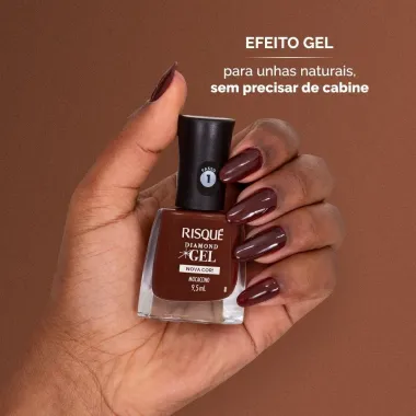Esmalte Marrom Risqu&eacute; Diamond Gel Mocaccino Cremoso 9,5ml