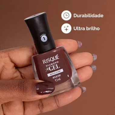 Esmalte Marrom Risqu&eacute; Diamond Gel Mocaccino Cremoso 9,5ml