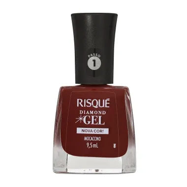 Esmalte Marrom Risqu&eacute; Diamond Gel Mocaccino Cremoso 9,5ml