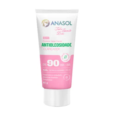 Protetor Solar Facial Anasol Antioleosidade e Clareador PFS 90 40g