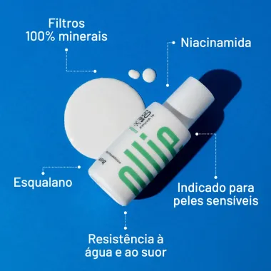 Protetor Solar Mineral Ollie FPS 50 Fluido Sem Fragrância 40g