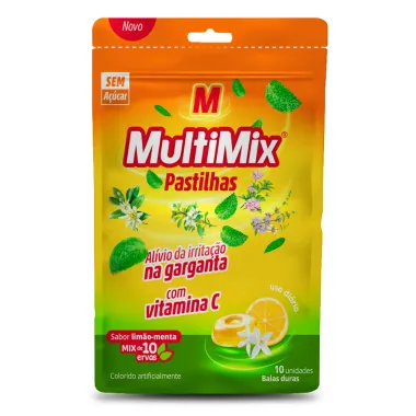 MultiMix Pastilhas com Vitamina C Sabor Limão Menta com 10 Unidades