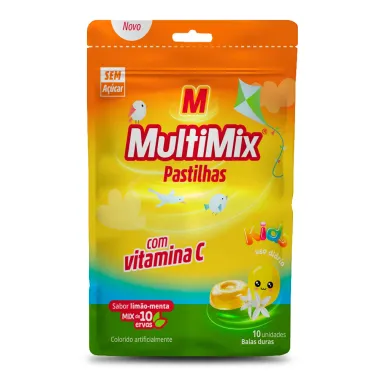 MultiMix Pastilhas Kids com Vitamina C Sabor Limão Menta com 10 Unidades