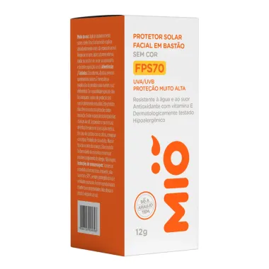 Protetor Solar Facial Mi&oacute; Stick FPS 70 Sem Cor 12g
