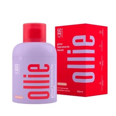 Glow Hidratante Facial Ollie FPS 50 Dourado 30ml