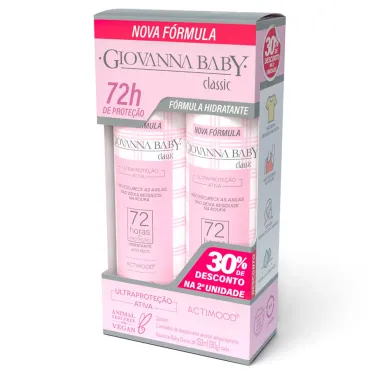 Desodorante Giovanna Baby Classic Aerossol Ultra Proteção Ativa Antiperspirante 72h com 2 Unidades de 150ml cada