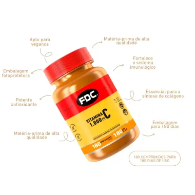 Vitamina C 1000mg FDC com 180 Comprimidos