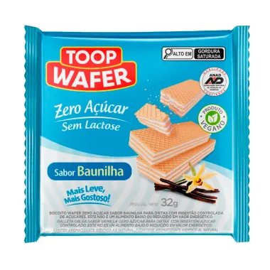 Biscoito Toop Wafer Zero Açúcar Sabor Baunilha 32g