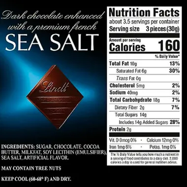 Chocolate Lindt Excellence A Touch Of Sea Salt Dark Chocolate 100g
