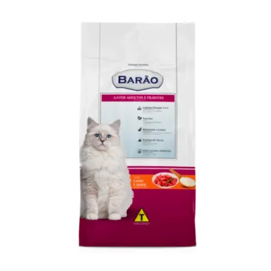 Ração para Gatos Barão Adultos e Filhotes Sabor Carne e Arroz 3kg