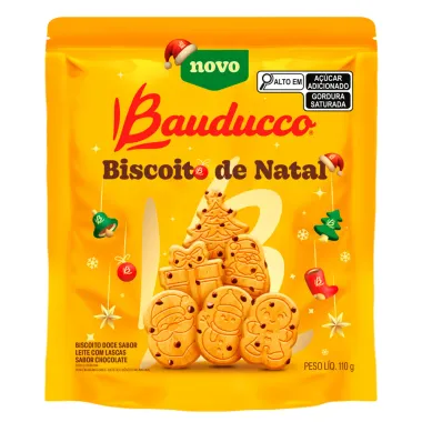 Biscoito de Natal Bauducco Leite com Lascas de Chocolate Sachê 110g