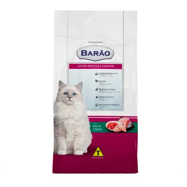 Ração para Gatos Barão Adultos e Filhotes Sabor Mix de Carne 3kg