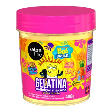 Gelatina Salon Line Kids SOS Cachos Bob Esponja Defini&ccedil;&atilde;o M&aacute;xima Estou Pronto com Cheirinho de Abacaxi 400g